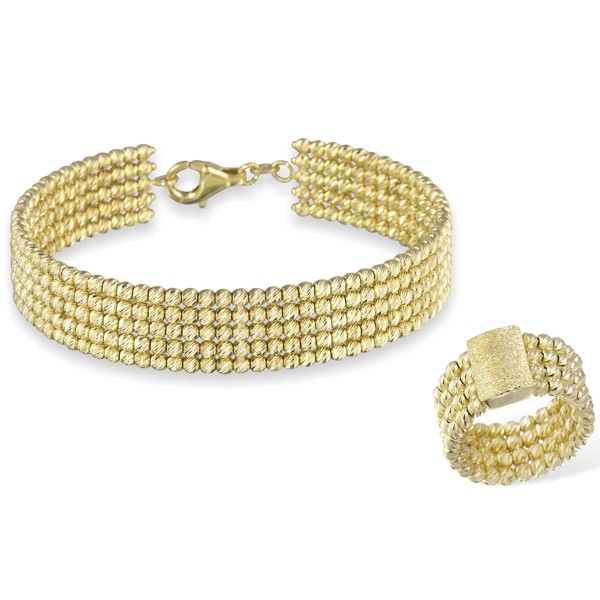 Браслет и кольцо из итальянского золота B 403 YG и R 393 YG - купить винтернет магазине в Москве
